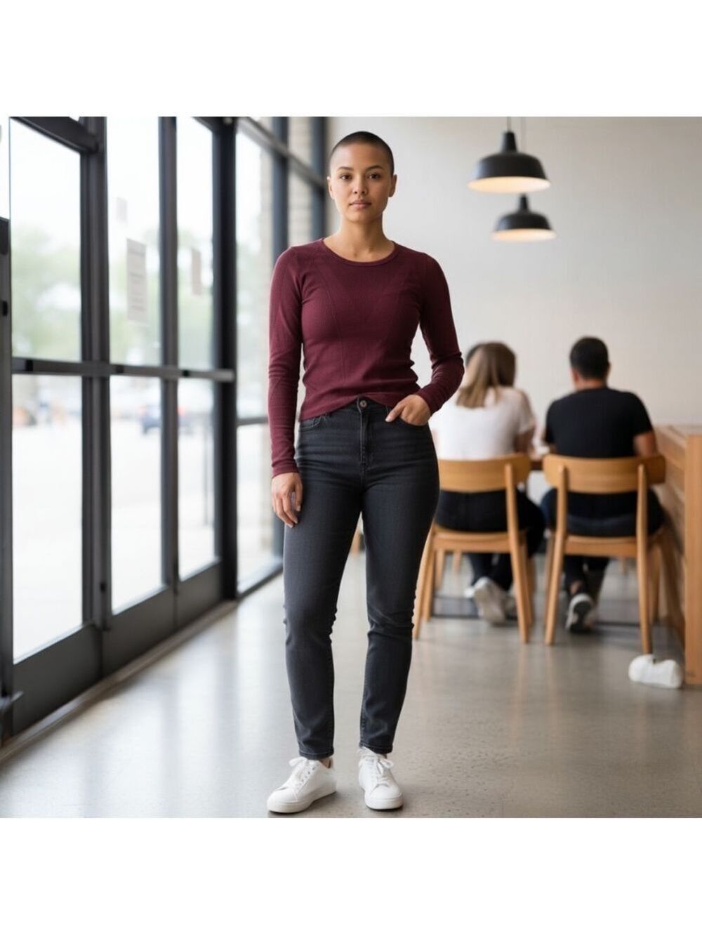 Alala Deep Red Long Sleeve Seamless Top | Size Large | Workout - Picture 4 of 5